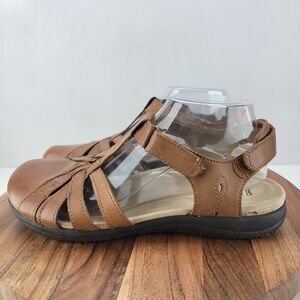 Earth Origins Womens Size 9.5 Brown Savoy Sierra Leather Hook Loop Sandals